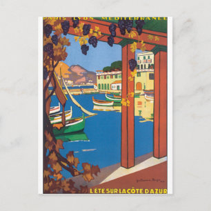 L'Ete Sur La Cote D'Azur Vintage Travel Poster Postcard