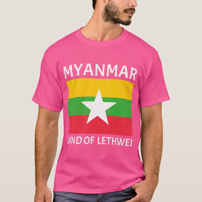 Lethwei Flag Of Myanmar T-Shirt (Front)