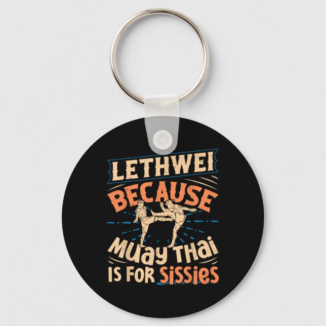 Lethwei Training Myanmar Fighter Burmese Boxing Le Key Ring (Front)