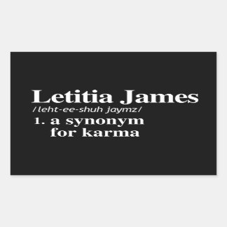 Letitia James Definition: Synonym for Karma Rectangular Sticker