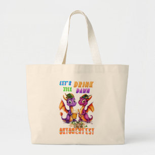 Let's Accessories Drink Till Dawn Oktoberfest Large Tote Bag