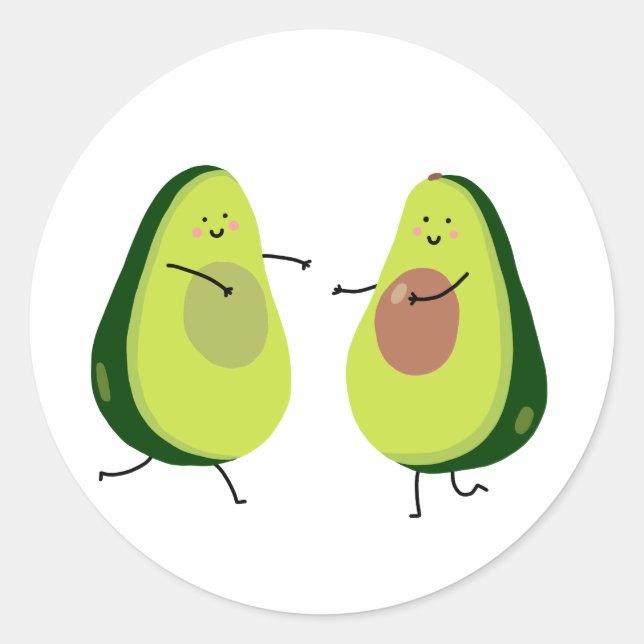 LET'S AVOCUDDLE, AVOCADO DESIGN CLASSIC ROUND STICKER (Front)