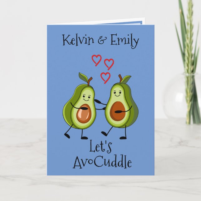 Let's AvoCuddle Avodado Pun Greeting Card (Front)