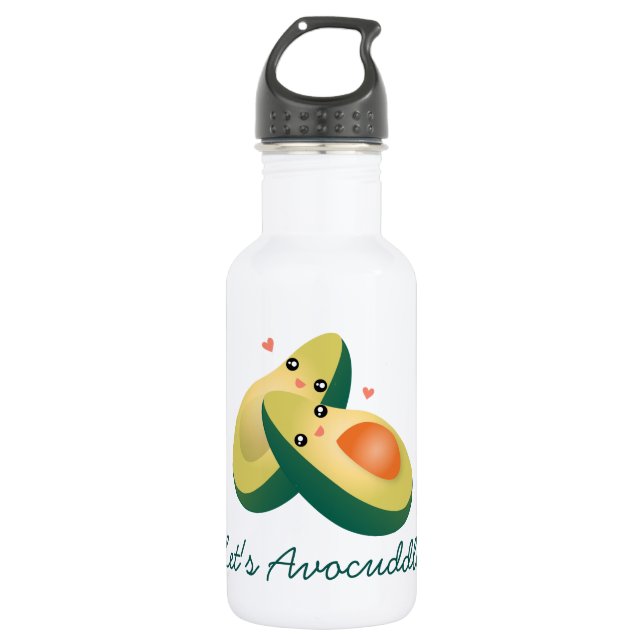 Let's Avocuddle Funny Cute Avocados Pun Humour 532 Ml Water Bottle (Front)