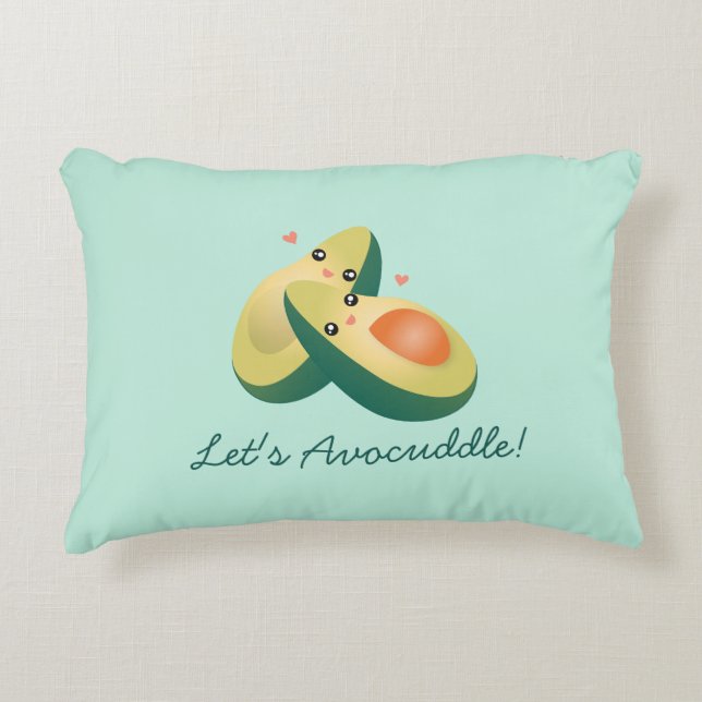 Let's Avocuddle Funny Cute Avocados Pun Humour Decorative Cushion (Front)
