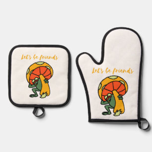 let's be friends oven mitt & pot holder set
