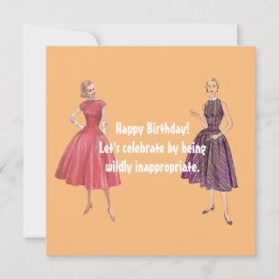 Lets Be Inappropriate Funny Retro Birthday Flat Card