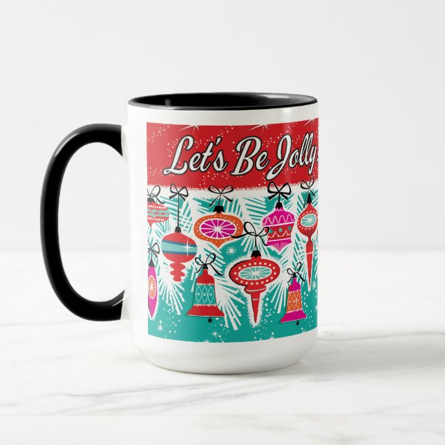 Let's Be Jolly Retro Christmas Mug (Left)