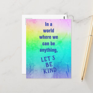 Let's Be Kind Rainbow Postcard