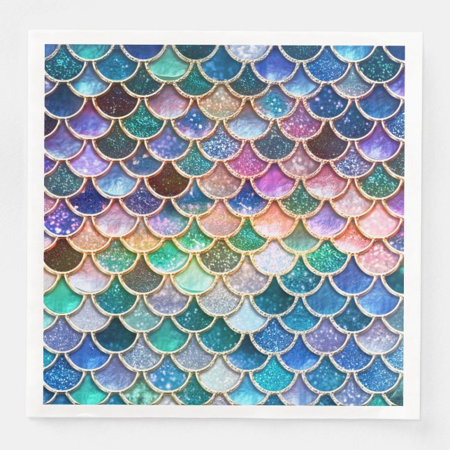 Let's be mermaids- Mermaid Glitter- Mermaid Scales Napkin (Front)
