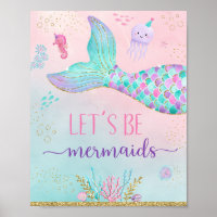 Let's Be Mermaids Pink Gold Under The Sea Birthday