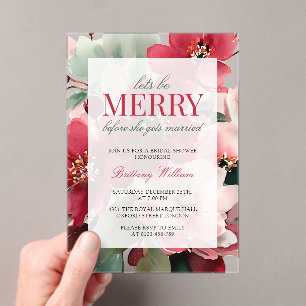 Let's Be Merry Christmas Bridal Shower Acrylic Invitations
