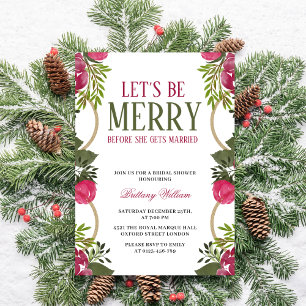 Let's Be Merry Christmas Bridal Shower Invitation