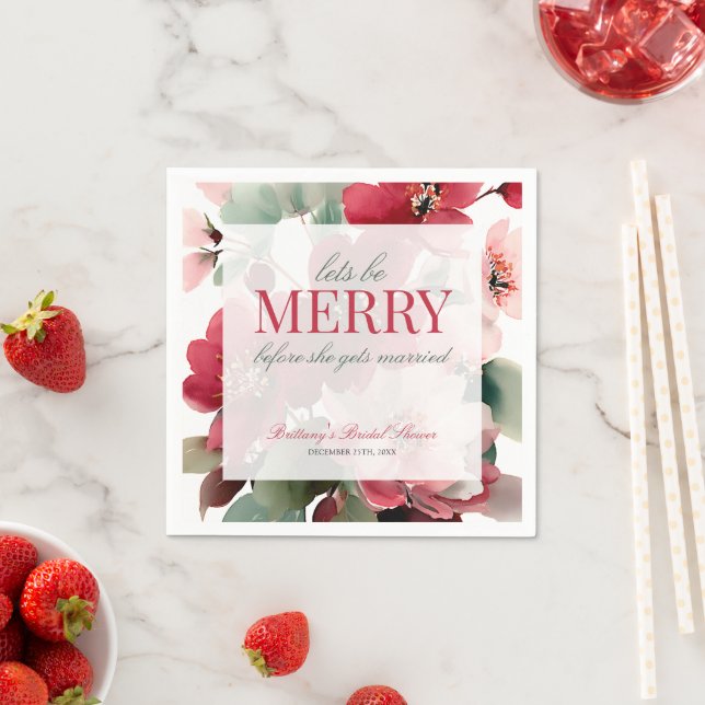 Let's Be Merry Christmas Bridal Shower Napkin (Insitu)