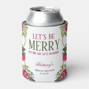Let's Be Merry Christmas Floral Bridal Shower  Can Cooler