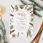 Let's Be Merry Rustic Christmas Bridal Shower Invitation<br><div class="desc">"Let's be merry before she gets married" Celebrate the bride-to-be with this fun winter bridal shower invitation featuring a watercolor Christmas frame with pine cones,  ornaments candy cane and Christmas berries.</div>