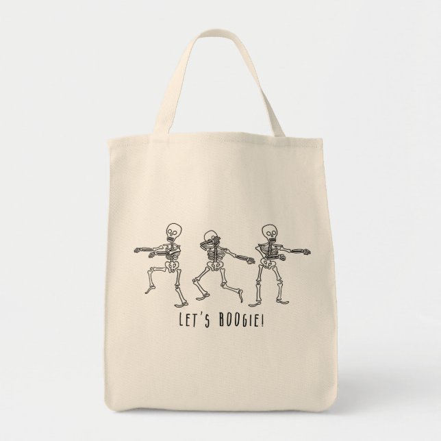 Let's Boogie Halloween Dancing Skeletons! Tote Bag (Front)