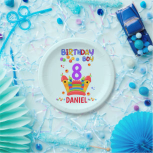 Let's Bounce Birthday Boy Jump Trampoline Party Paper Plate