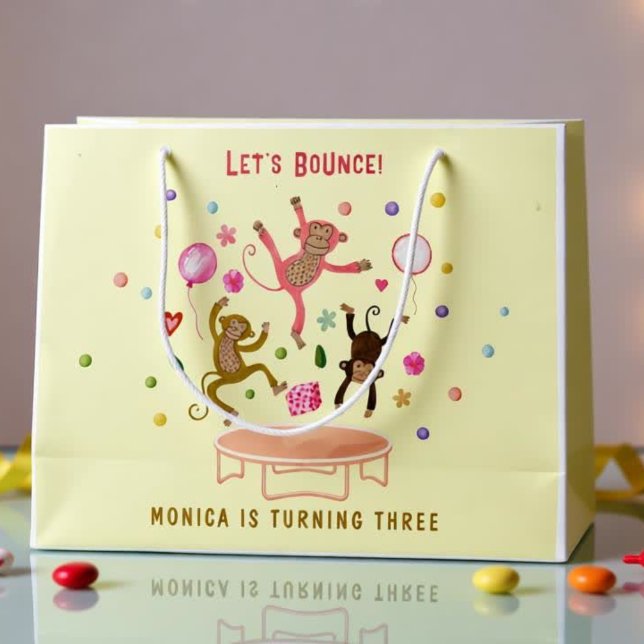 Let's bounce jumping monkeys kids birthday large gift bag (Creator Uploaded)