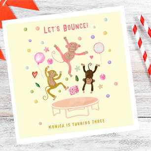 Let's bounce jumping monkeys kids birthday napkin
