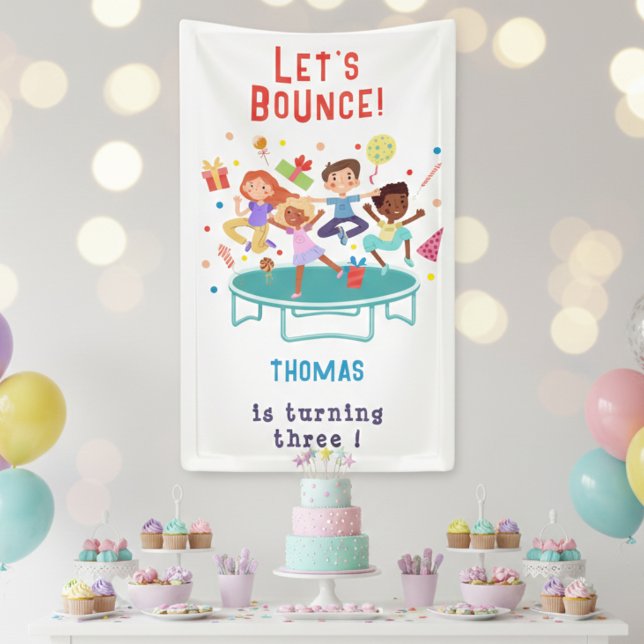 Let's bounce jumping trampoline park kids birthday banner (Creator Uploaded)