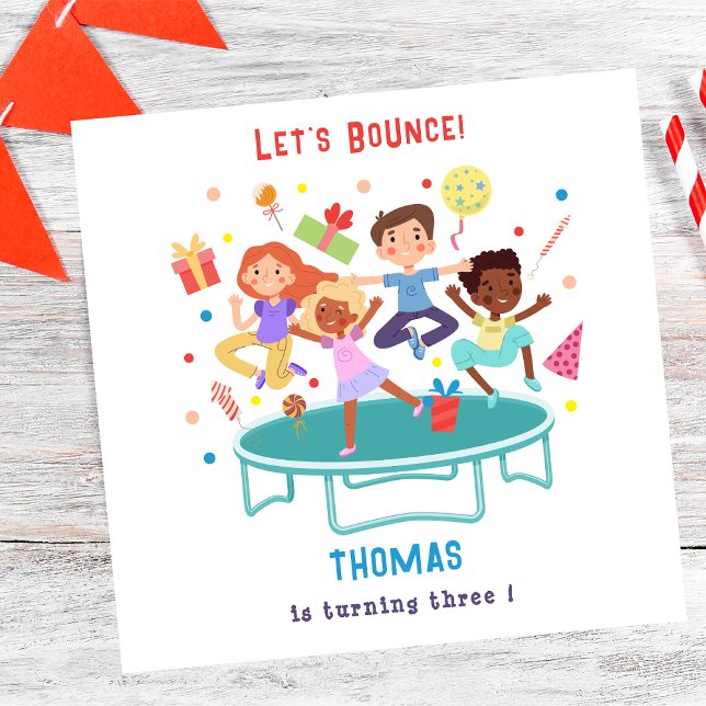 Let's bounce jumping trampoline park kids birthday napkin (Creator Uploaded)