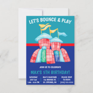 Let's Bounce & Play! Bouncy Castle Birthday Party Invitation