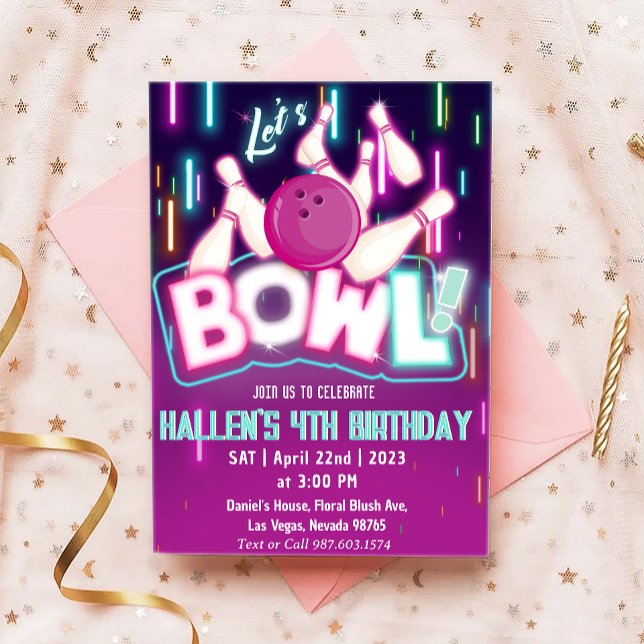 Let's Bowl Bowling Birthday Party Invitation (Creator Uploaded)