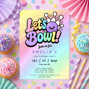Let's Bowl Bowling Kids Birthday Party Invitation