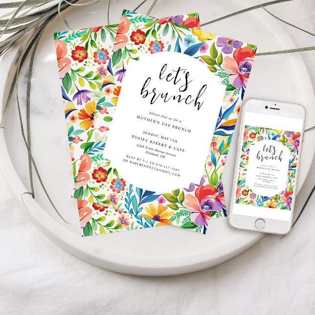 Let's Brunch | Bright Florals Mothers Day Brunch  Invitation (Creator Uploaded)