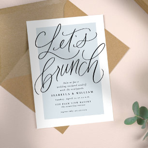 Let's brunch light blue after wedding handlettered invitation
