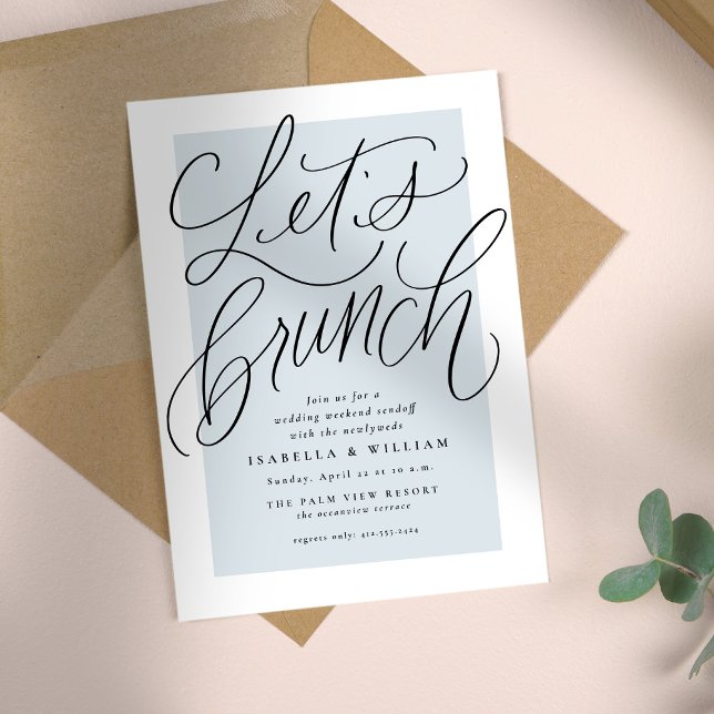 Let's brunch light blue after wedding handlettered invitation (Creator Uploaded)