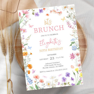Let's Brunch Wildflower Birthday Invitation