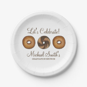 Let's Celebrate Bagel Graduation Party Brunch Paper Plate