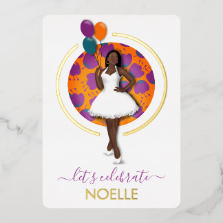 Let's Celebrate Birthday! Black Woman w/Balloons