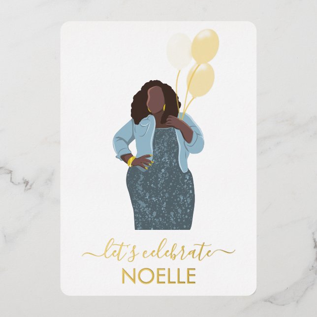 Let's Celebrate Birthday! Black Woman w/Balloons (Front)