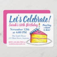 Let's Celebrate Birthday Cake Candle Pink Yellow