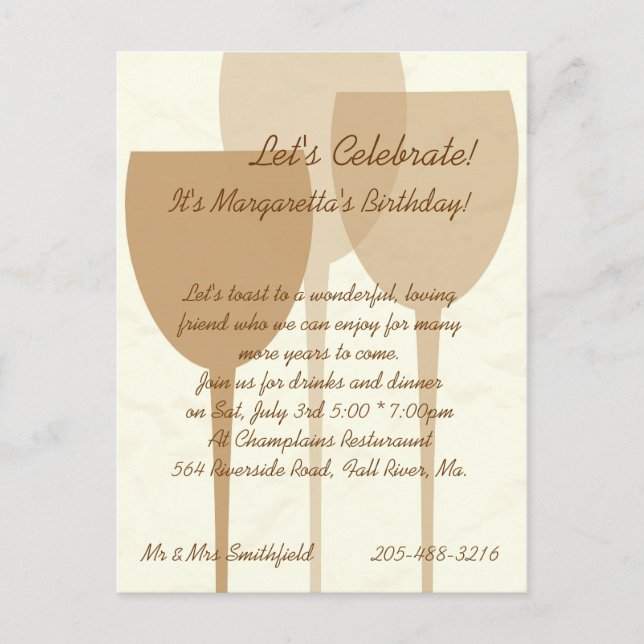 Let's Celebrate Birthday Invitation Postcard (Front)