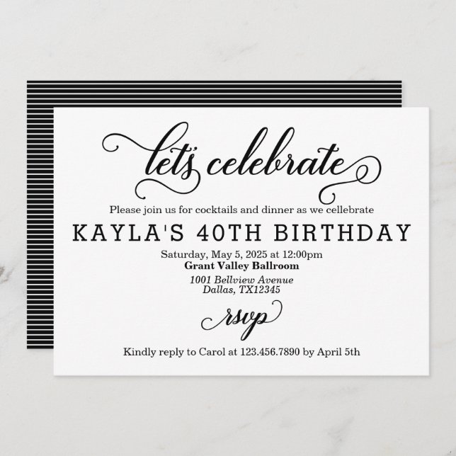 Lets Celebrate Birthday Party Invitation (Front/Back)
