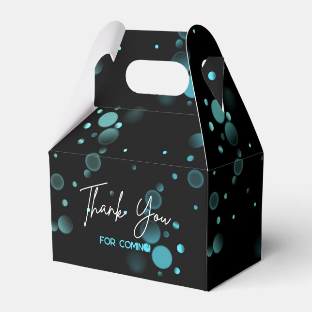 Let's Celebrate Blue Bokeh Gradient Black Birthday Favour Box (Front Side)