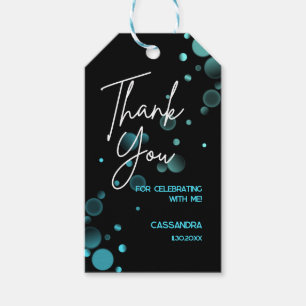 Let's Celebrate Blue Bokeh Gradient Black Birthday Gift Tags