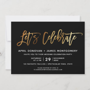 Let's Celebrate Brush Typography Wedding Invitatio Invitation