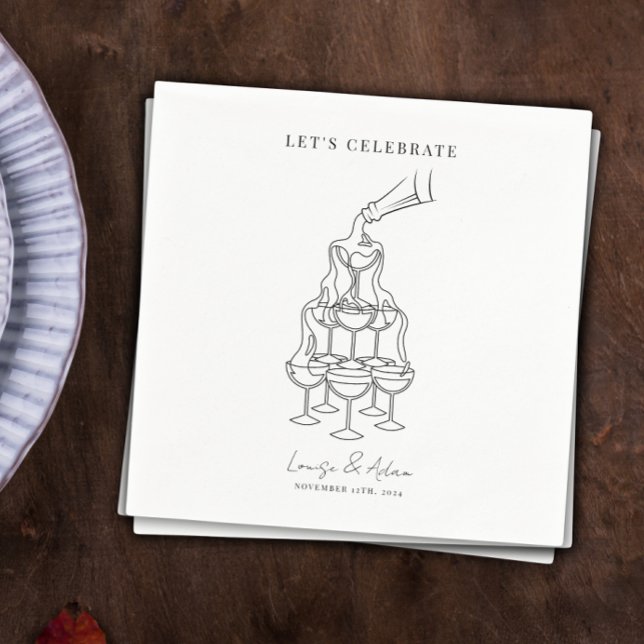 Let's Celebrate Champagne Tower Wedding Napkin (Let's celebrate champagne napkins)
