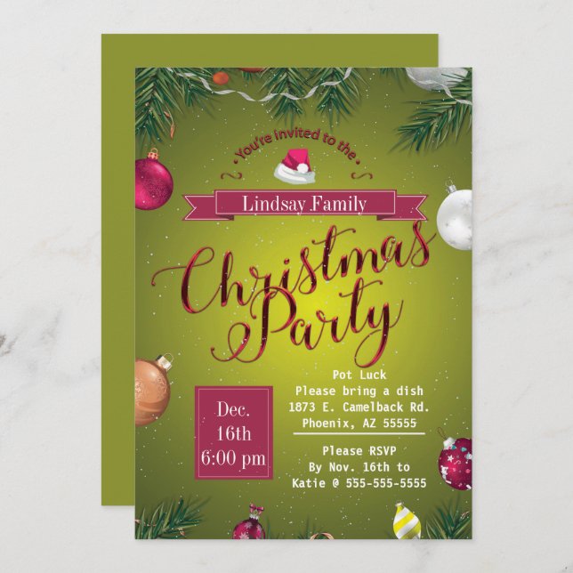 Let's Celebrate Christmas Party Invitation (Front/Back)