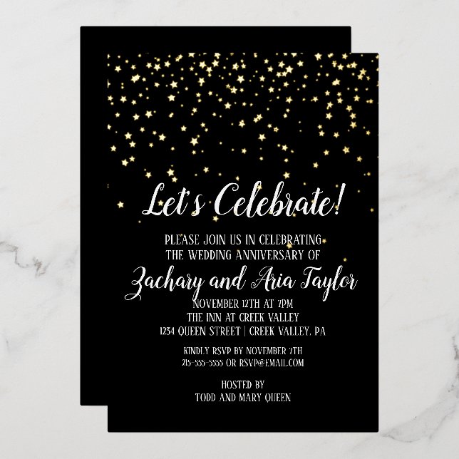 Let's Celebrate Confetti on Black Anniversary Gold (Front/Back)