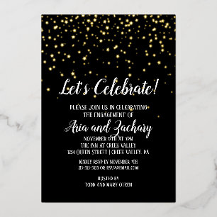 Let's Celebrate Confetti on Black Engagement Gold