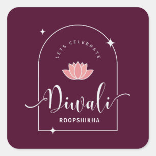 Lets Celebrate Diwali Elegant Customisable Square Sticker