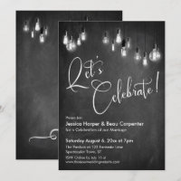 Let's Celebrate Edison Lights Chalkboard Reception