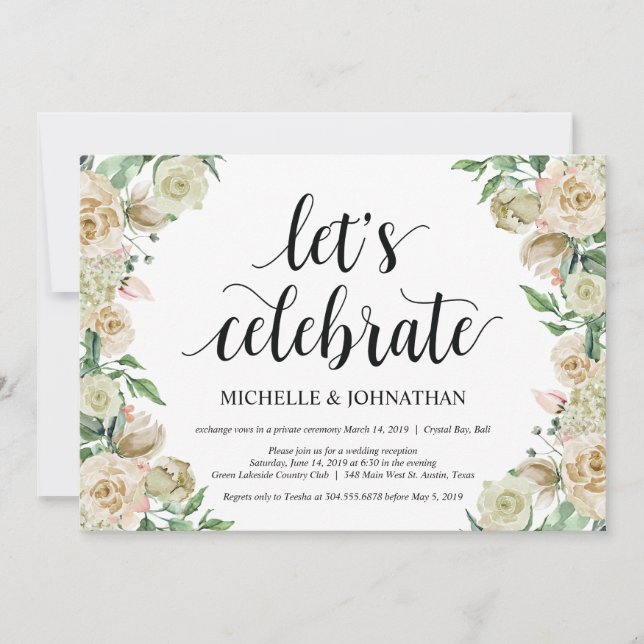 Lets celebrate, Elopement Reception Invitation (Front)