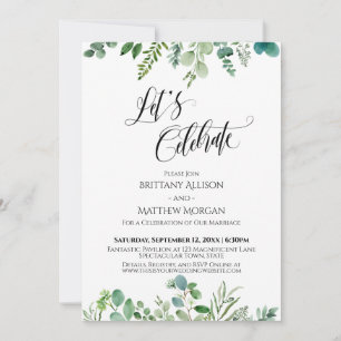 Let's Celebrate Eucalyptus Greenery Reception Invitation